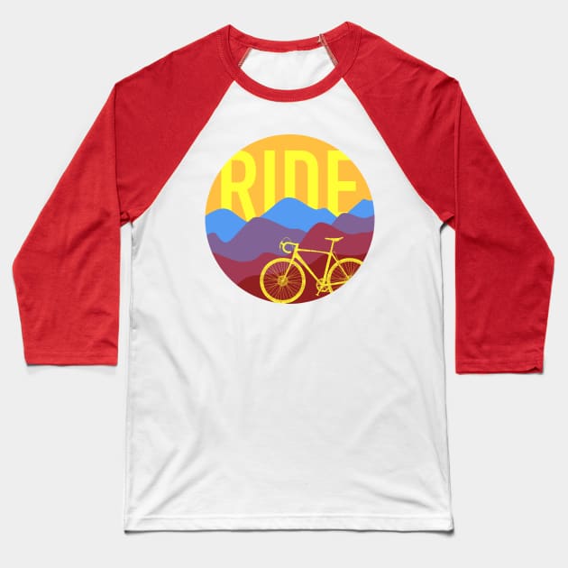 Ride - Cyclocross Bicycle Retro Colors Baseball T-Shirt by TheWanderingFools
